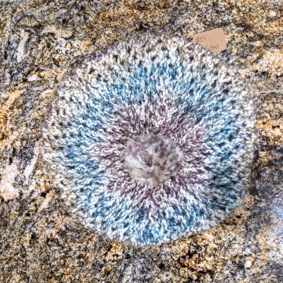 Blue and Gray knitted baret hat - Picture 1 of 2